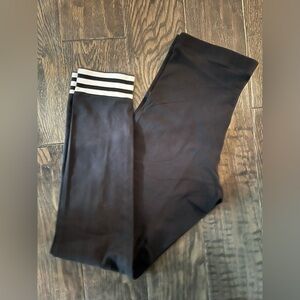 Adidas Black Sport Leggings with Signature White Stripes, Size S